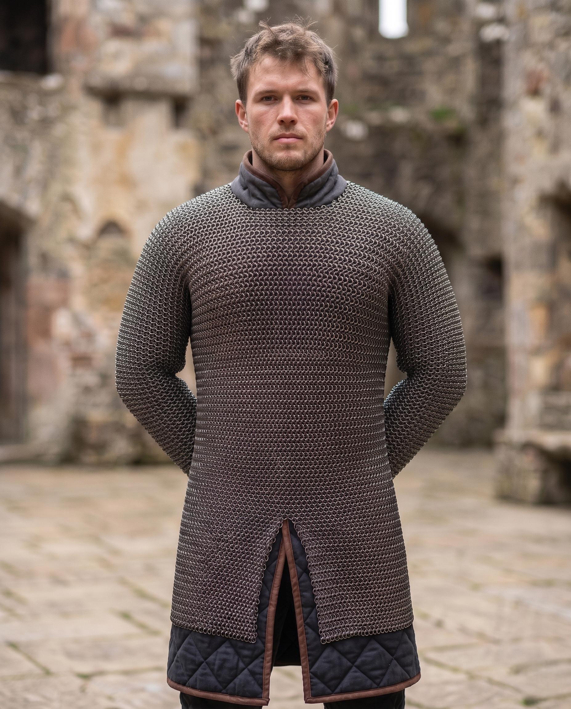 Medieval Chainmail Armor Shirt | Full Sleeve Steel Hauberk | Knight ...