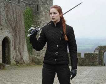 Womens Gambeson, Thick Cotton with Leather Trim, 9 Sizes and 8 Colors