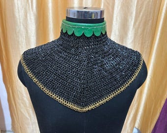 Medieval Chainmail Collar / Gorget | 6 mm 18 Gauge Flat Ring Rivted Collar |