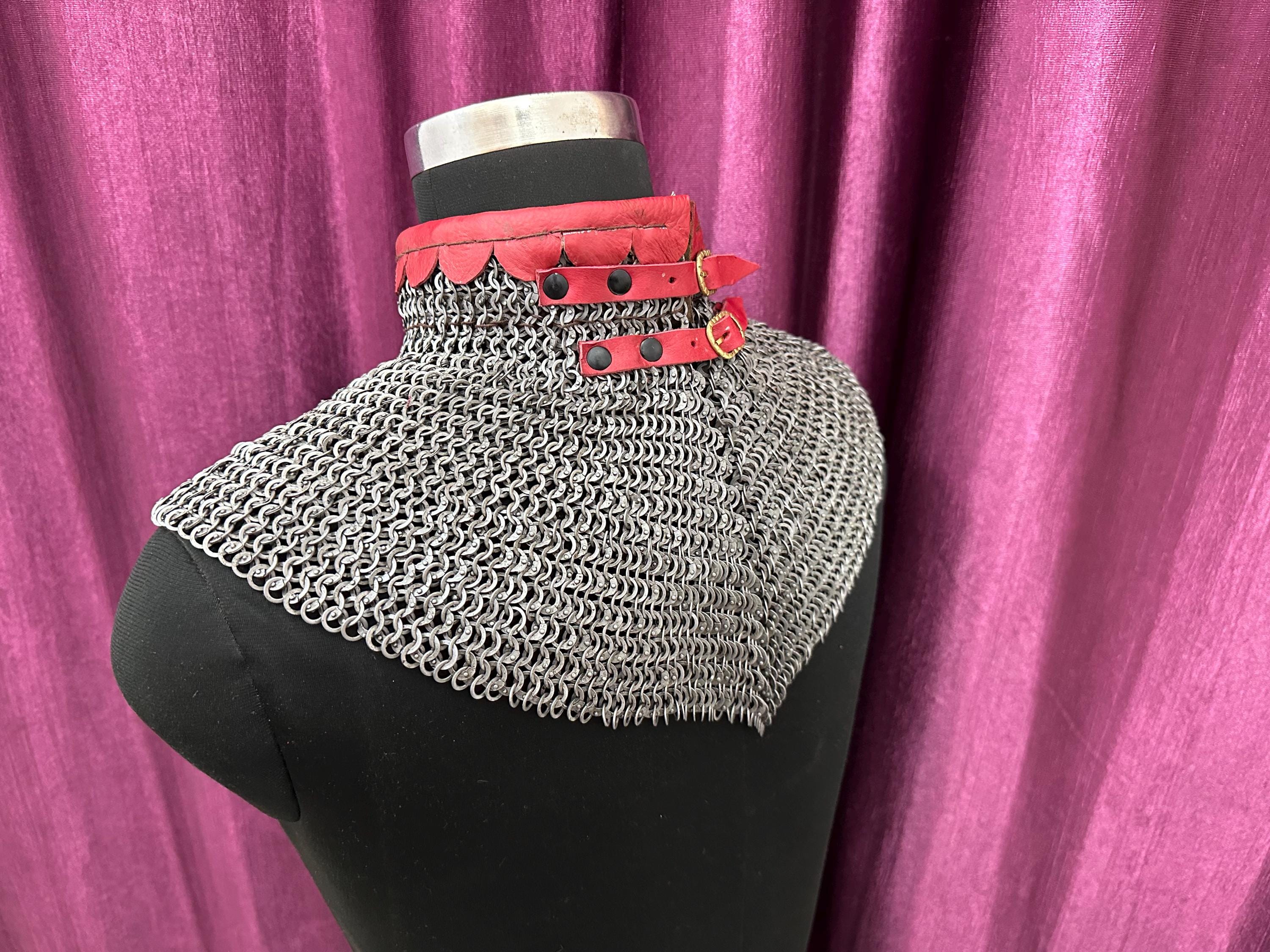 Medieval Chainmail Collar | 6 Mm 18 Gauge Flat Ring Riveted Gorget ...
