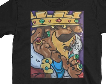 Smoking Lion King 420 Pop Art Short Sleeve Unisex T-Shirt