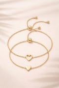 Two Hearts, One Bond” 14K Gold Plated/Sterling Silver Matching Bracelet Set, Bracelet Set for Women Best Friend Adjustable Love Friendship product logo