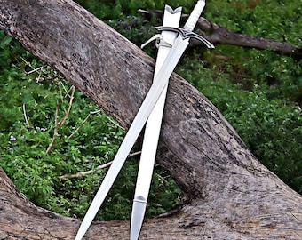 Hand Forged Carbon Steel Medieval Longsword – Knight Broadsword with Scabbard