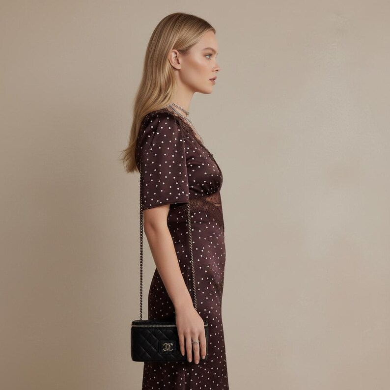 ELEGANT POLKA DOT PATCHWORK SQUARE NECK SLEEVELESS DRESS main image 1