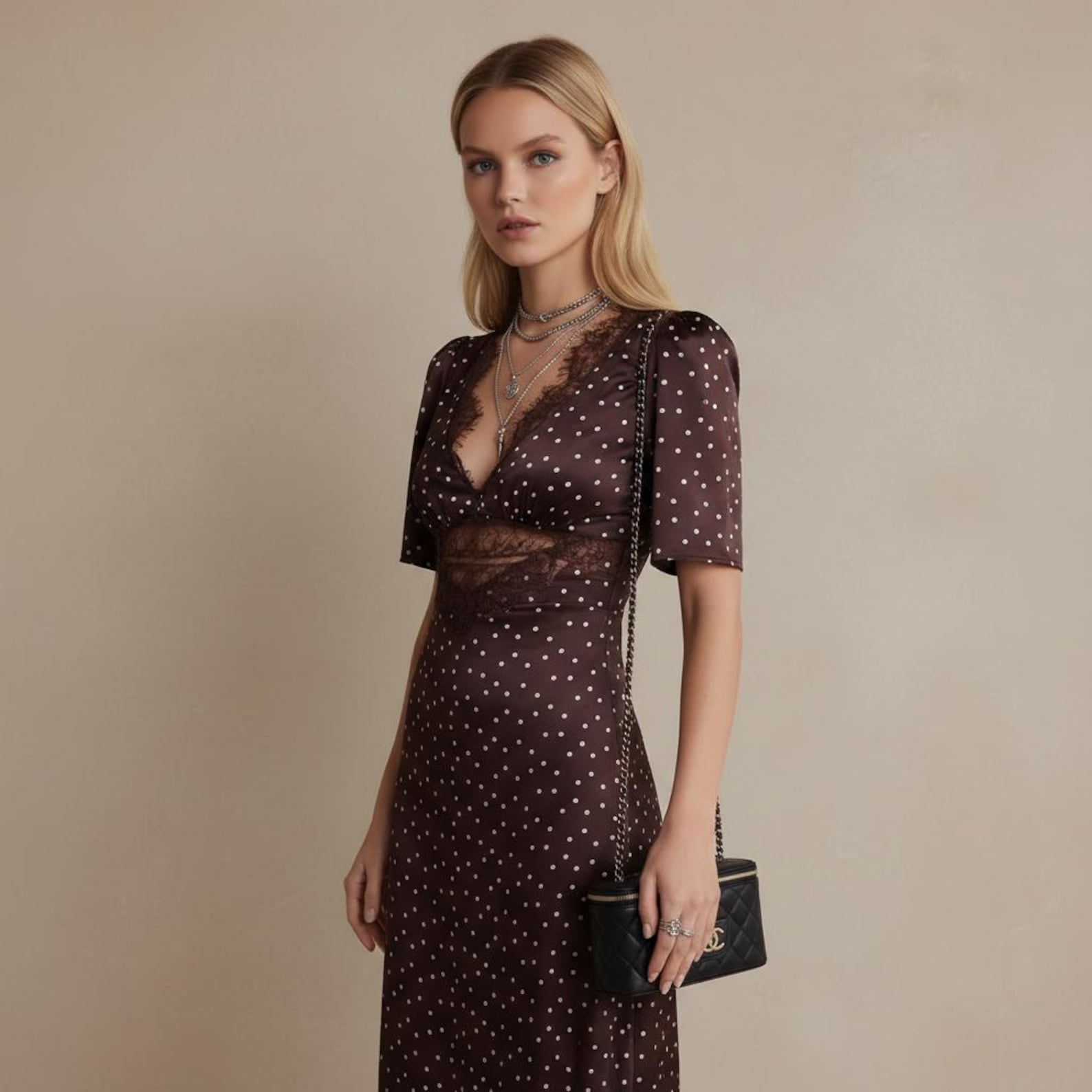Chic Polka Dot Sleeveless Maxi Dress