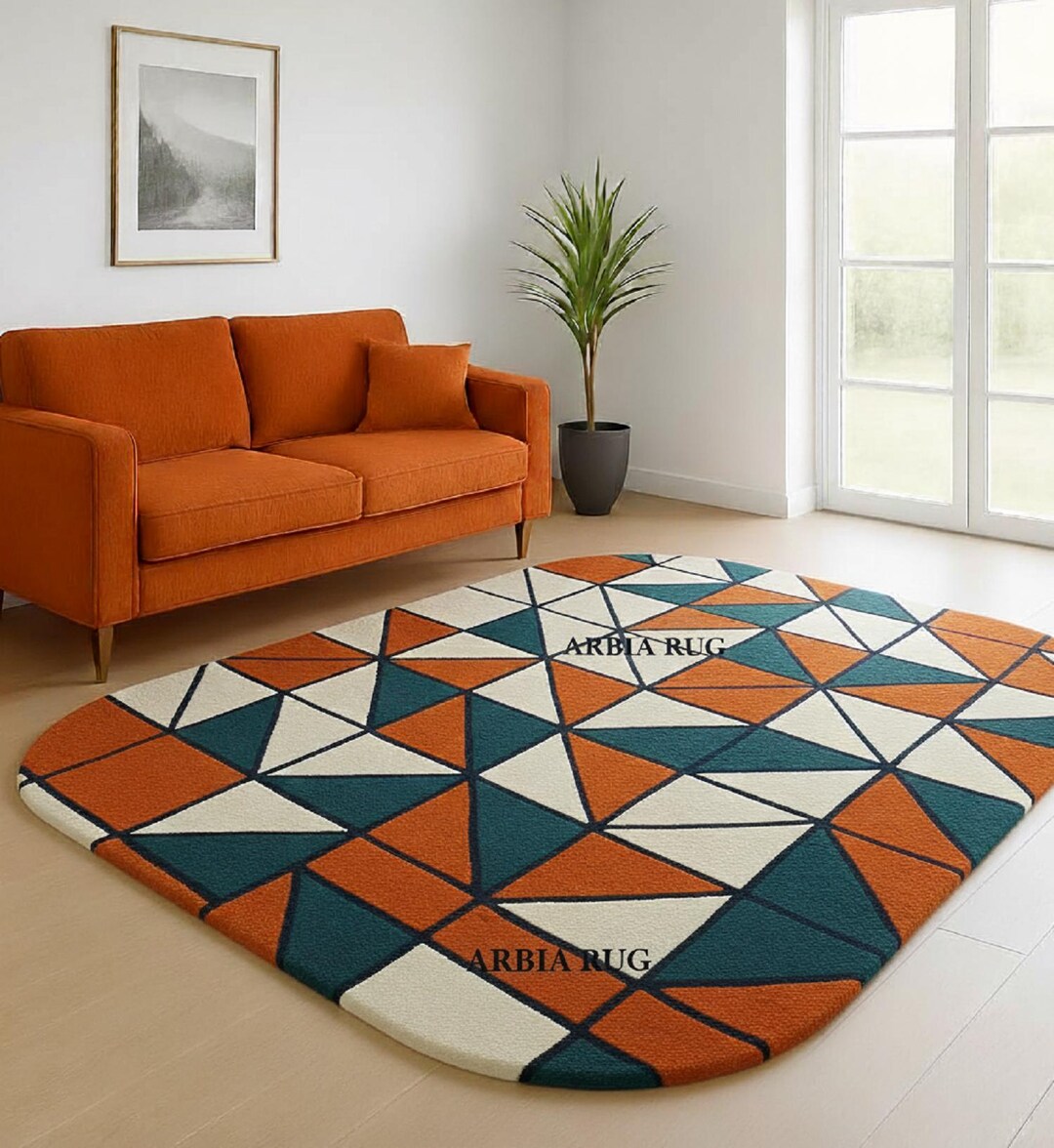 Hand-tufted New Zealand Wool Rug, Geometric Prism Design - Etsy