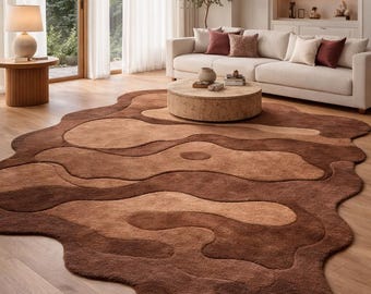 Hand-Tufted Wool Wave Rug | Mid-Century Modern, 4x6 feet 3x5 feet