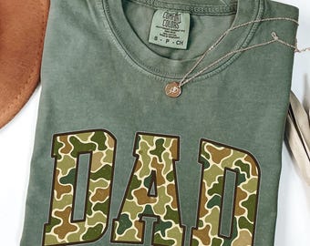 Comfort Colors® Camo Dad T-Shirt, Camouflage Dad Shirt, Father's Day Gift, Dad Shirt, Baby Reveal Gift