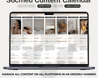 Social Media Content Calendar Template | Google Sheets Content Planner, Instagram TikTok Planner, Social Media Tracker, Digital Download