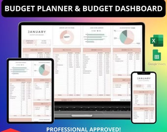 Budget Planner Spreadsheet | Monthly Expense Tracker (Google Sheets and Excel) (PDF Guide and Video Tutorial)