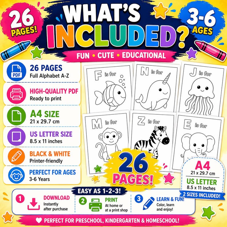 Alphabet Coloring Pages for Kids , Printable ABC Worksheets , Preschool ...