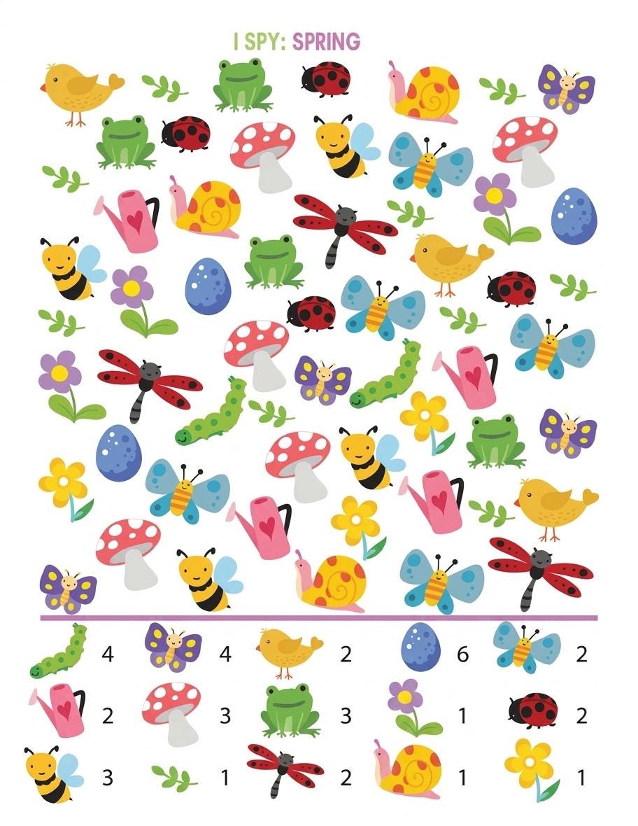 Spring Spy Spring I Spy Printable Activity Pack for Kids Ages 5-7 (digital ...