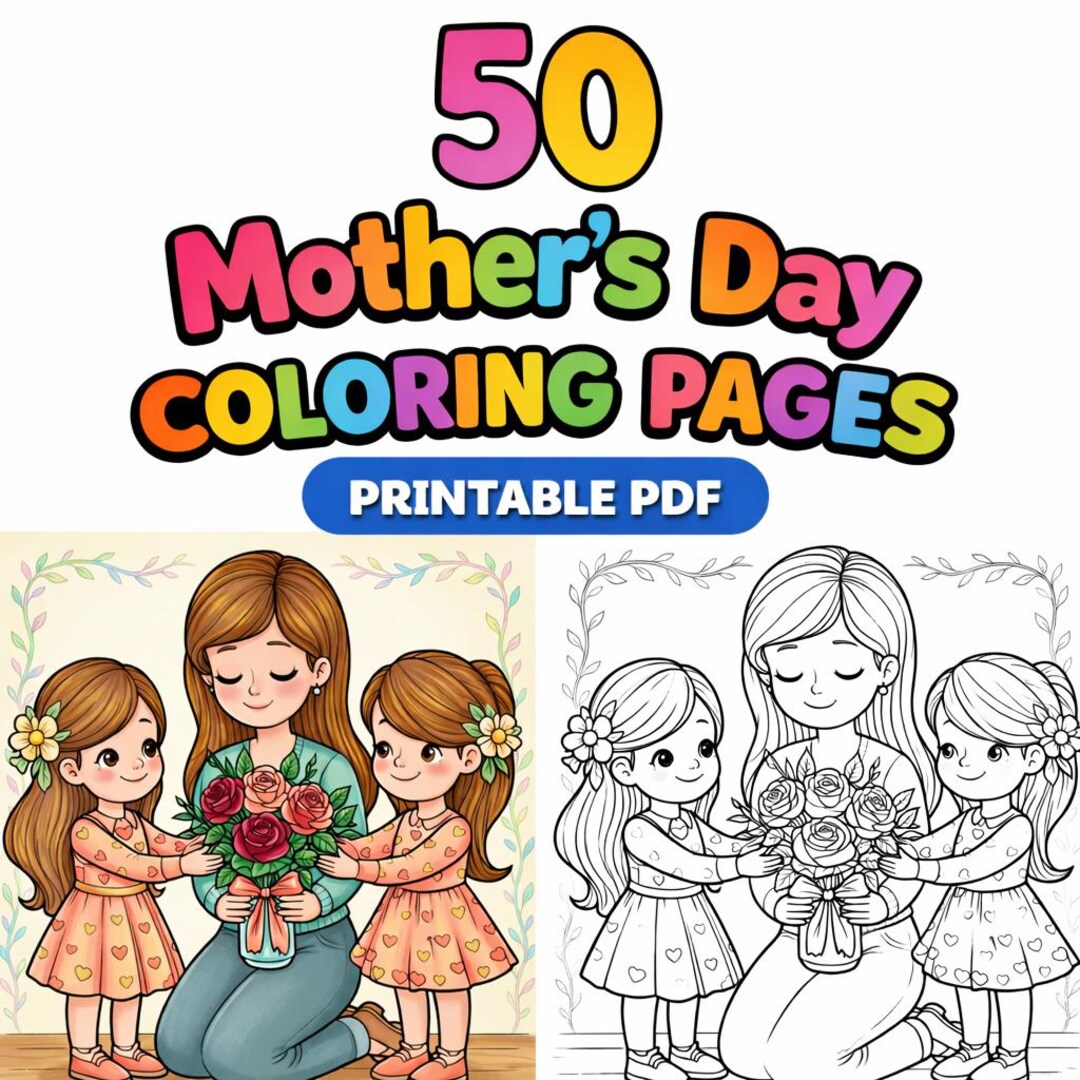 50 Mother’s Day Coloring Pages Bundle , DIY Gift for Mom PDF - Etsy