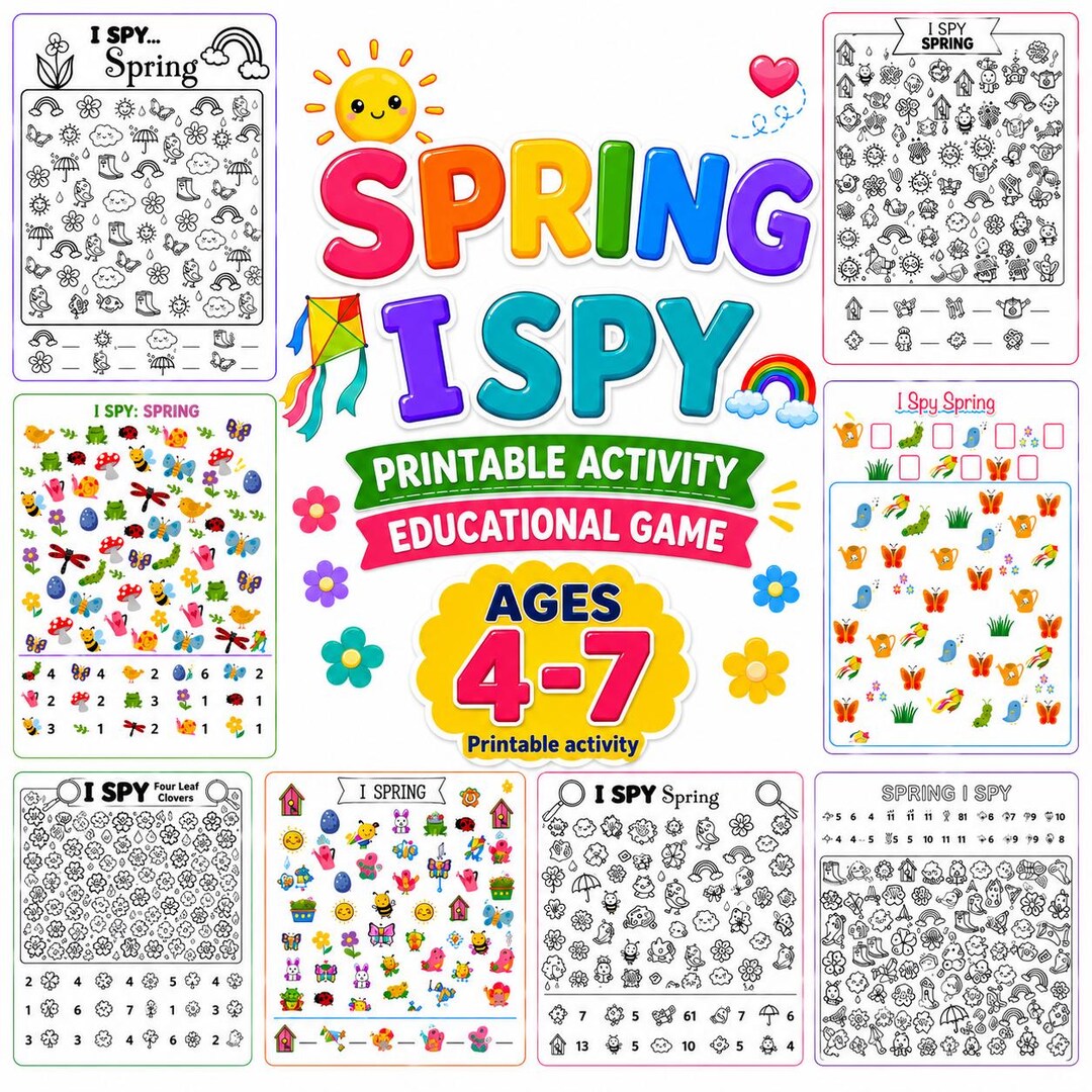 Spring Spy Spring I Spy Printable Activity Pack for Kids Ages 5-7 (digital ...