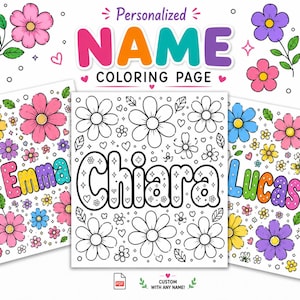 Custom Flower Name Coloring Page for Kids, Personalized  Sheet  Printable Name Activity  PDF