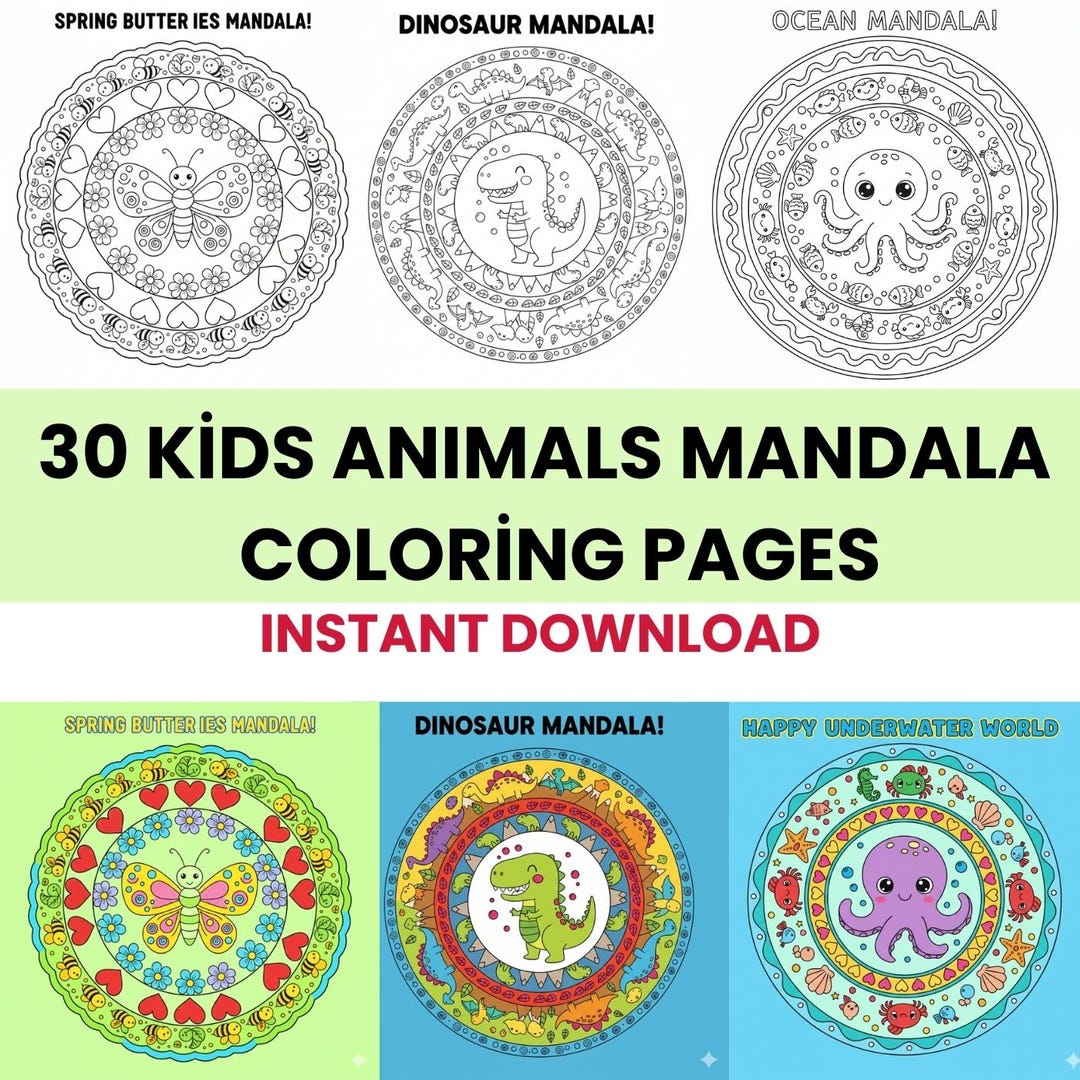 30 Kids Mandala Coloring Pages Printable Instant Download Easy Simple ...