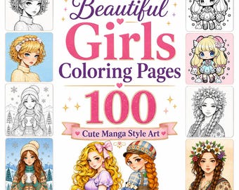 100 Anime Coloring Pages Printable ,  Adult and Teen Relaxing Coloring , Instant Download PDF