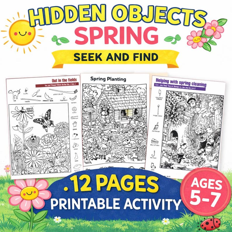 Hidden Pictures Spring Printable , Seek and Find Kids Activity PDF Ages ...