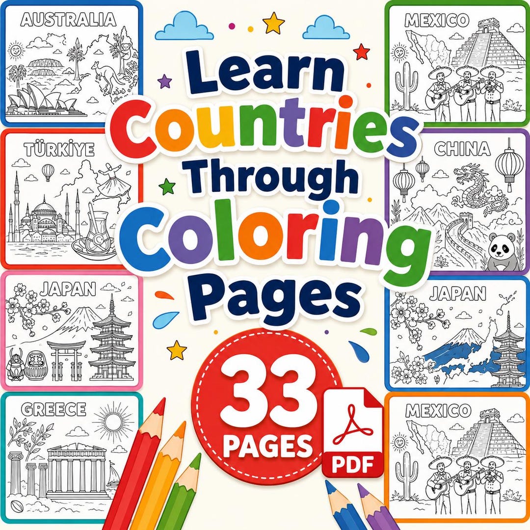 33 World Countries Coloring Pages for Kids , Adults | Geography ...