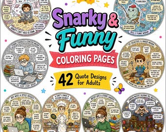 42 Funny Quotes Coloring Pages Bundle | Adult & Teen Humor | Instant Downland