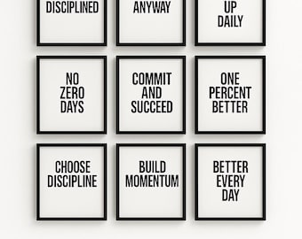 Conjunto de impresiones motivacionales / Arte tipográfico en blanco y negro (descarga digital)