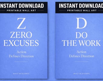 Lámina motivacional para pared, impresión con cita minimalista, póster de disciplina azul (descarga digital)