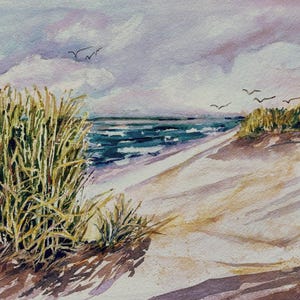 Seascape Sand Dunes Cape Cod, Original Watercolor Painting, Beaches of Provincetown Ma., Large  Art Wall Hanging, Nautical Painting for Him