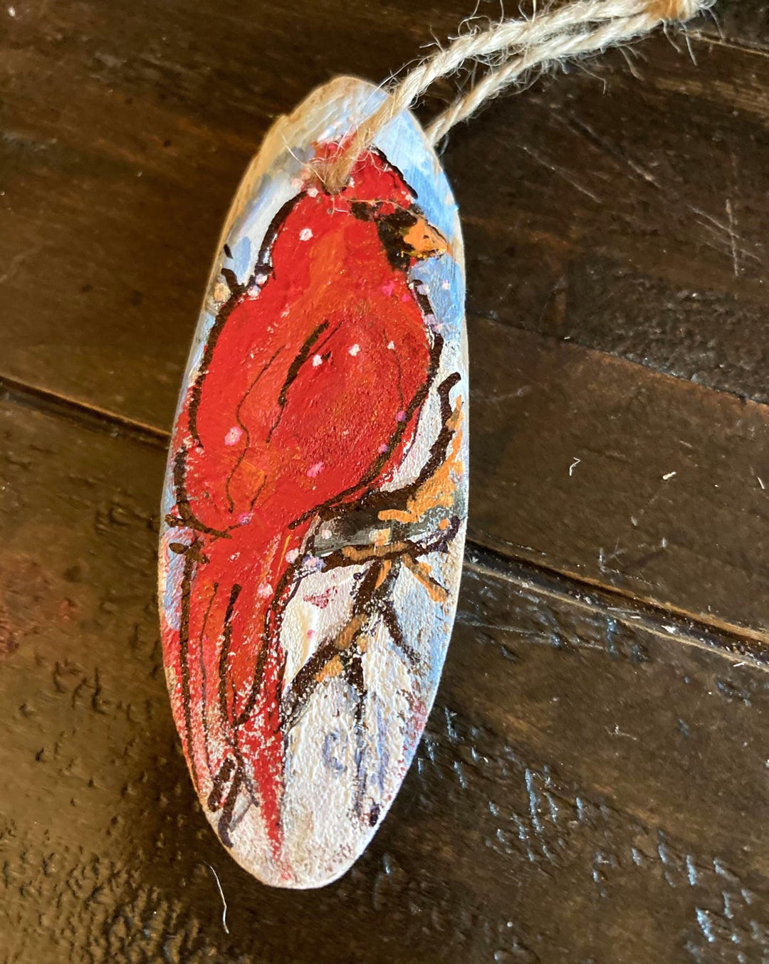Cardinal Wood Slice Ornament Hand Painted , Christmas Tree Ornament ...