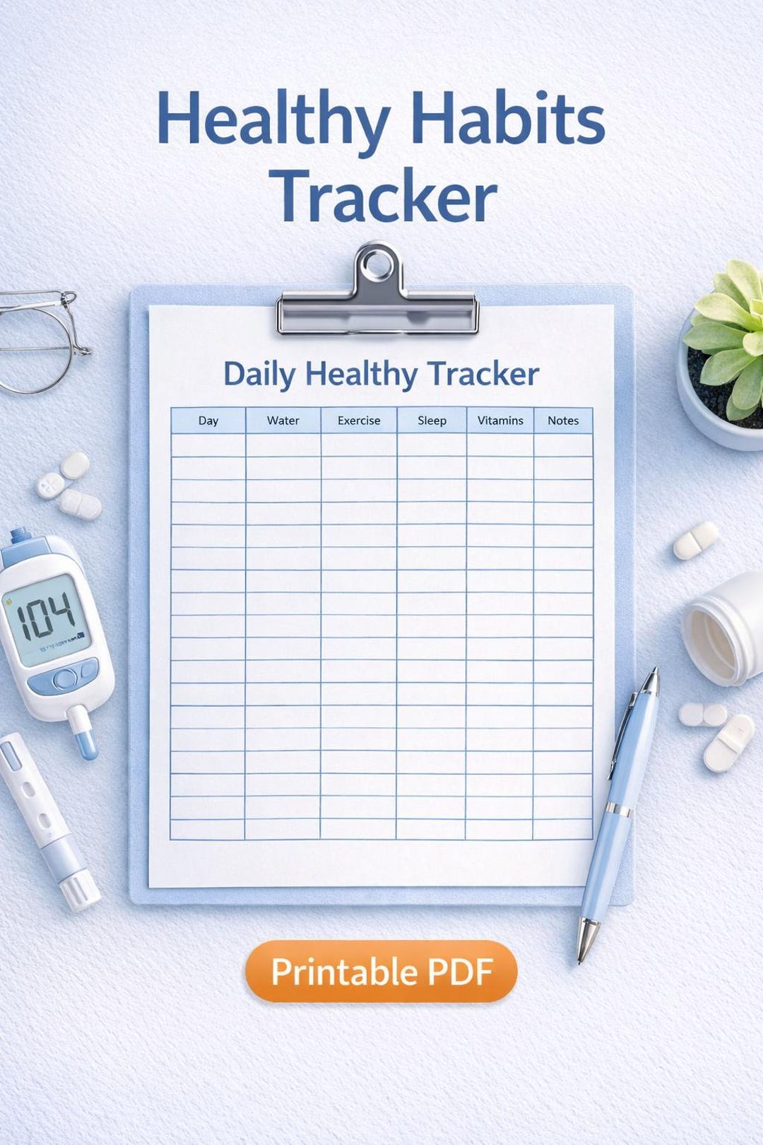 Healthy Habits Planner Printable | Wellness & Self Care Tracker ...