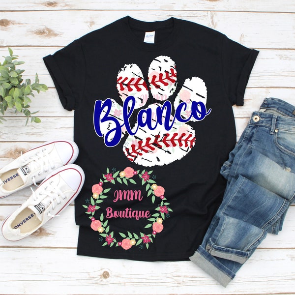 Custom Paw Print Baseball or Softball Shirt