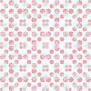 May include: A repeating pattern of pink flowers on a white background with a subtle diagonal striped design. The flowers are in various sizes and are evenly spaced across the surface. The image has a soft, delicate aesthetic.