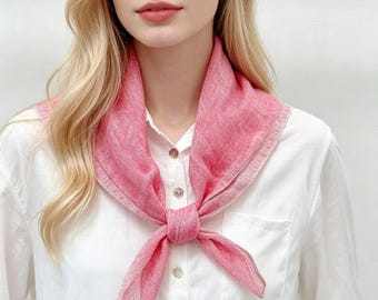 Hand Dyed Linen Neck Scarf | Soft Linen Neckerchief | Lightweight Summer Scarf | Cottagecore Linen Bandana | Handmade Gift for Women