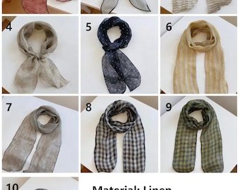 100% Washed French Linen Scarf – Lightweight Breathable Neck Scarf for All Seasons
