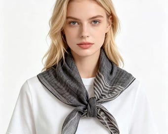 Linen Stripe Scarf for Women | Lightweight Linen Shawl | Soft Breathable Wrap | Boho Tassel Scarf | Handmade Summer Scarf Gift