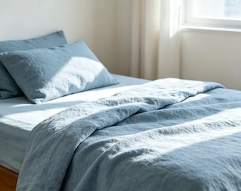 100% Linen Duvet Cover, Custom Size Bedding, Soft Breathable Flax Duvet Cover, Button Closure, Queen King Twin, 20 Colors