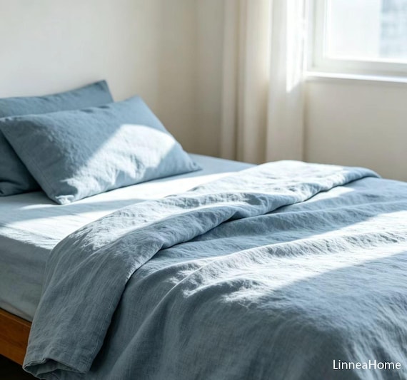 100% Linen Duvet Cover, Custom Size Bedding, Soft Breathable Flax Duvet Cover, Button Closure, Queen King Twin, 20 Colors