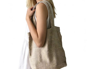 Minimalist Linen Tote Bag | Reusable Linen Shopping Bag | Eco Friendly Shoulder Bag | Everyday Linen Carryall