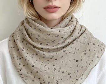 Linen Triangle Scarf for Women | Lightweight Linen Neckerchief | Soft Natural Linen Shawl | Cottagecore Kerchief | Handmade Linen Wrap