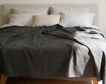100% Linen Bed Sheet – Soft Stonewashed Natural Linen Bedding in 15 Colors, Multiple Sizes – Flat Sheet Only