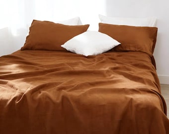 100% Linen Bed Sheet – Soft Stonewashed Natural Linen Bedding in 15 Colors, Multiple Sizes – Flat Sheet Only