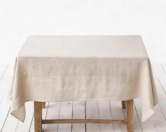 Natural Linen Tablecloth | Washed Linen Table Cover | Minimalist Dining Table Decor | Custom Size Linen Tablecloth