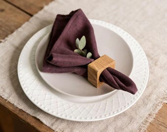 French Linen Cloth Napkin | 100% Linen Table Linen | Solid & Pattern Options | Farmhouse Dining Decor