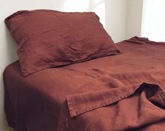 100% Linen Bed Sheet – Soft Stonewashed Natural Linen Bedding in 15 Colors, Multiple Sizes – Flat Sheet Only