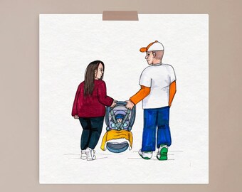 Going home, incubator, NICU, parenthood, premature, baby, strength, art print, illustration, hospital, Miracle moon