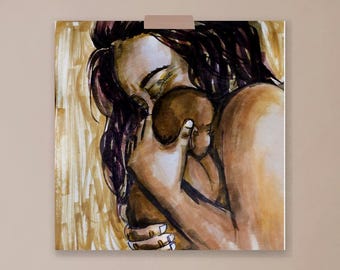 Protector, NICU, motherhood, parenthood, premature, baby, strength, art print, illustration, hands, Miracle moon