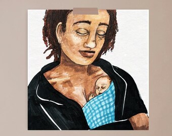 Skin to skin, NICU, motherhood, parenthood, premature, baby, strength, art print, illustration, hands, Miracle moon
