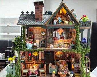 Miniature Dollhouse Kit with LED Lights: Creative Gift for Adults