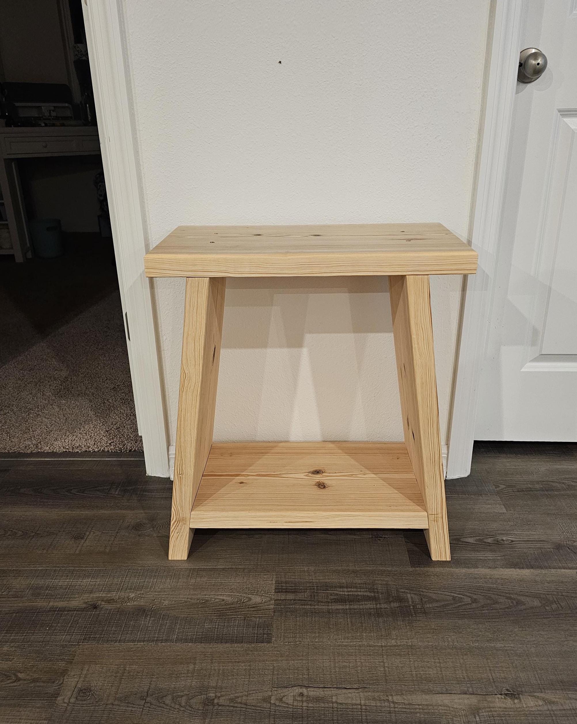 Solid Wood Side Table With Lower Shelf, Angled Legs, Rounded Top | End ...