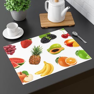 Tropisches Früchte-Muster-Tischset | Ananas Banane Orange Wassermelone