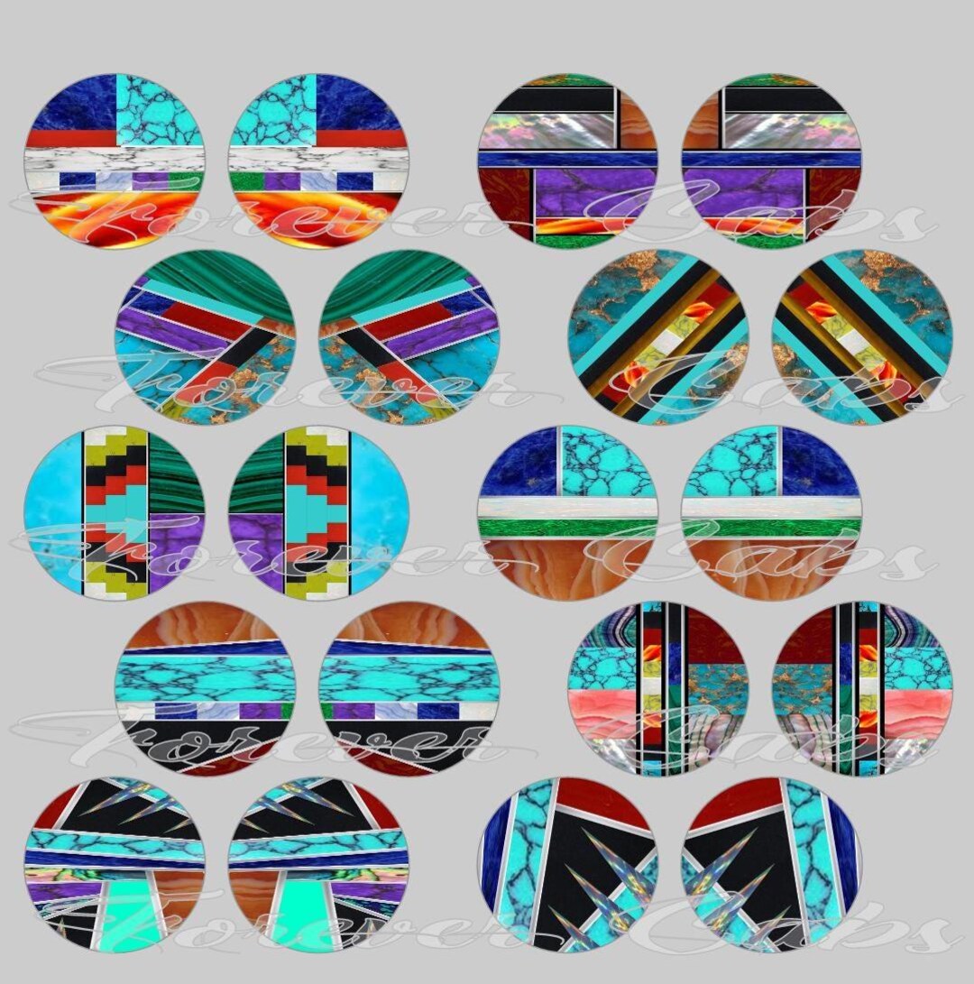 Inlay-style (set A) Epoxy Cabs 10 Pair 1